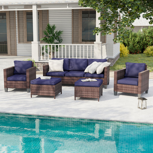 Sonkuki 5-Piece Outdoor Patio Conversation Set Widened Back and Arm (AS-PS-115BNY)