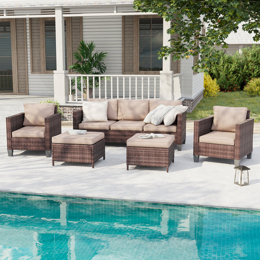 Sonkuki 5-Piece Outdoor Patio Conversation Set Widened Back and Arm (AS-PS-115BSD)