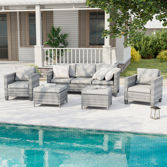 Sonkuki 5-Piece Outdoor Patio Conversation Set Widened Back and Arm (AS-PS-115HLY)