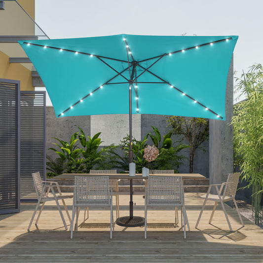Sonkuki 10 x 6.5FT LED Patio Market Table Umbrella, UV-Resistant Canopy and Tilt Button (AS-RLED300LB)