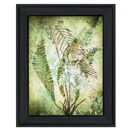 "Organic Greenery In Damask I I" by Bluebird Barn, Ready to Hang Framed Print, Black Frame