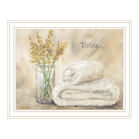"Relax in the Bath" by Pam Britton , Ready to Hang Framed Print, White Frame
