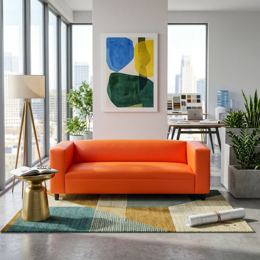 Coast to Coast Sofas Canal Orange Faux Leather 3-Seater Sofa