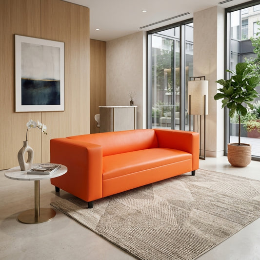 Coast to Coast Sofas Canal Orange Faux Leather 3-Seater Sofa