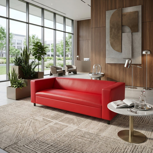 Coast to Coast Sofas Canal Red Faux Leather 3-Seater Sofa