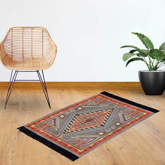 Jugnie Aztec Rugs for Living Room, Washable Rugs for Bedroom, Non-Slip Area Rug (Grey)