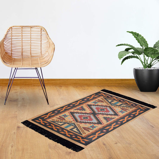 Jugnie Aztec Rugs for Living Room, Washable Rugs for Bedroom, Non-Slip Area Rug (Brown)