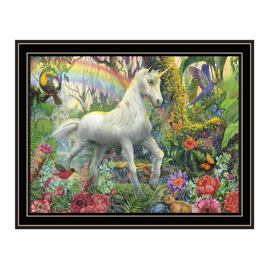 "Rainbow Unicorn" by Ed Wargo , Ready to Hang Framed Print, Black Frame
