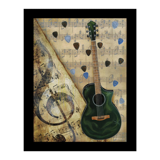 "Guitar I" by Ed Wargo , Ready to Hang Framed Print, Black Frame