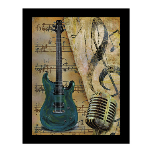 "Guitar II" by Ed Wargo , Ready to Hang Framed Print, Black Frame