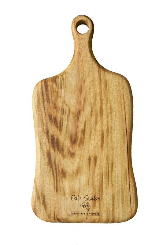 Fab Slabs Natural Solid Wood Cutting Board with Handle, Medium Wooden Cutting Boards for Kitchen, Meat Cutting Board, Wooden Chopping Board, 15.75" x 7.87"