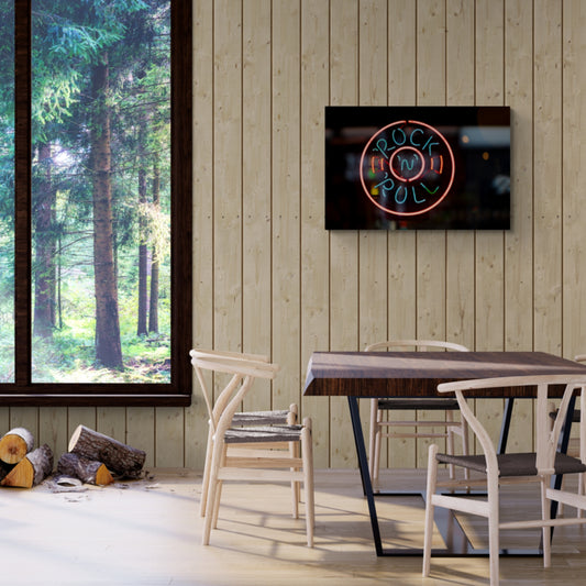 Neon Rock ÕnÕ Roll Sign Ð Retro Music Wall Art Print Canvas Art, 16" x 24"