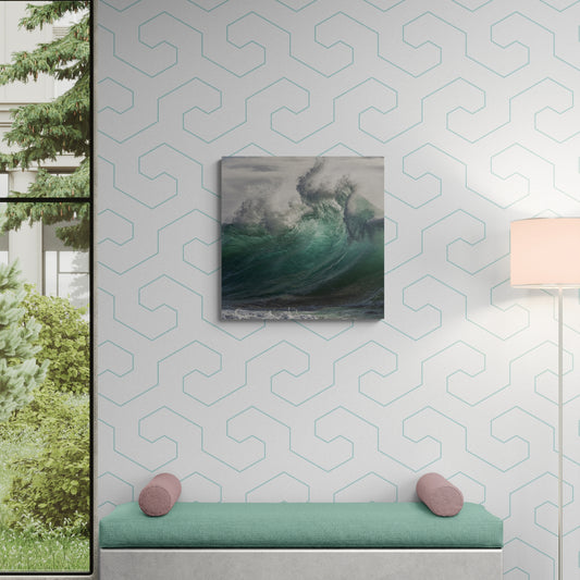 Emerald Ocean Break Canvas Art, 16" x 16"