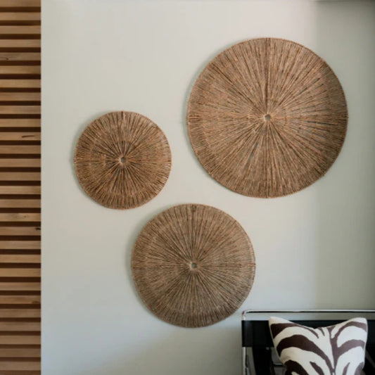 Natural Seagrass Circular Wall Decor 3 Piece Set