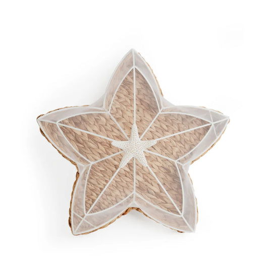 Handwoven Water Hyacinth Star Tray with Mesh Food Cover