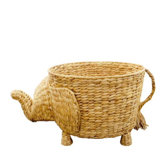 Handwoven Elephant Basket Ð Natural Animal-Shaped Storage Bin with Trunk & Tail Accents