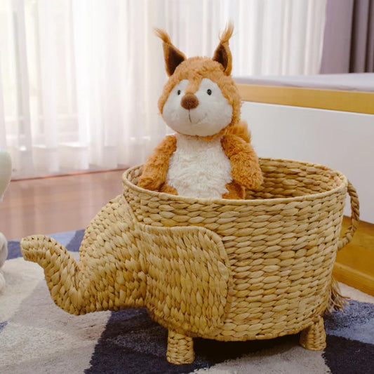 Handwoven Elephant Basket Ð Natural Animal-Shaped Storage Bin with Trunk & Tail Accents