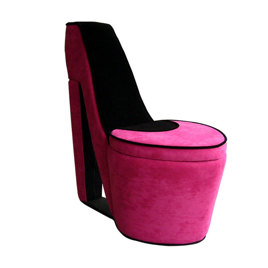 32.86" In Pink W/ Black Sole High Heel Storage Chair