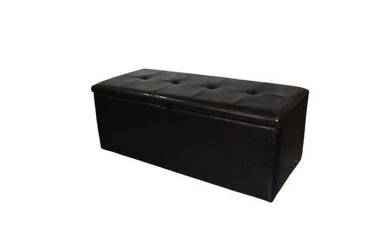 18.5" Tall Leather Upholstered Leather Storage Bench, Brown