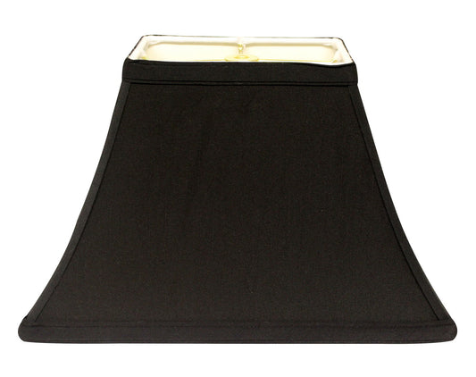 Cloth & Wire Rectangle Bell Hardback Lampshade with Washer Fitter, Black Natural Fabric Lampshade with White Lining for Table Lamps, 5x8" Top x 10x16" Bottom x 11" Height