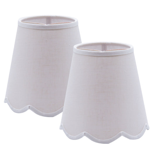 Scallop White Linen Chandelier Lampshade - Set of 2, 4" x 5.5" x 6"