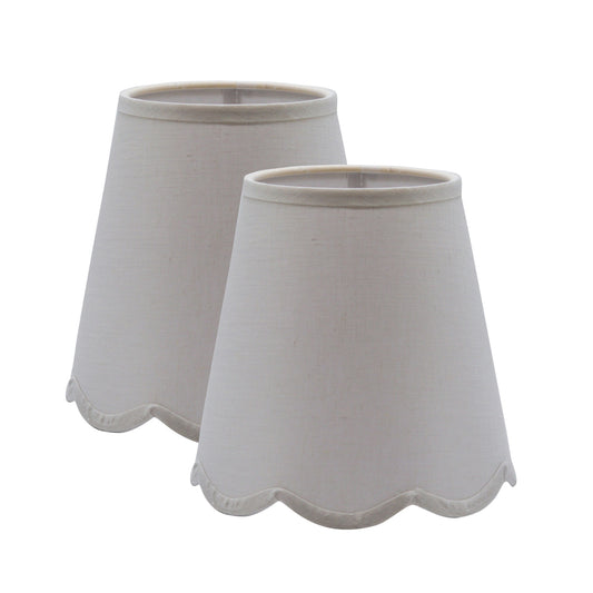 Scallop Vanilla Linen Chandelier Lampshade - Set of 2, 4" x 5.5" x 6"