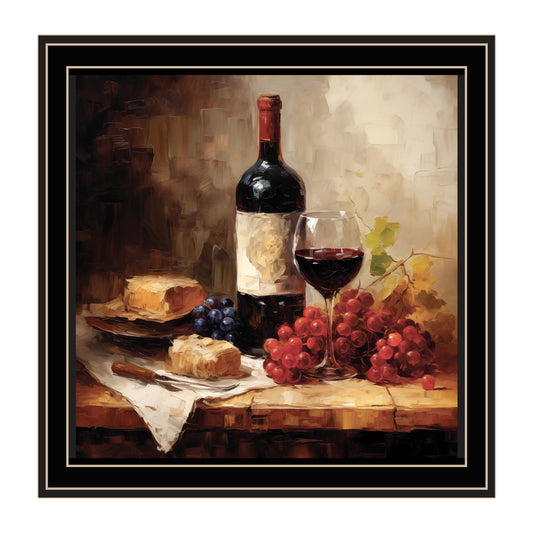 "Wine and Cheese" by Heidi Kuntz, Ready to Hang Framed Print, Black Frame