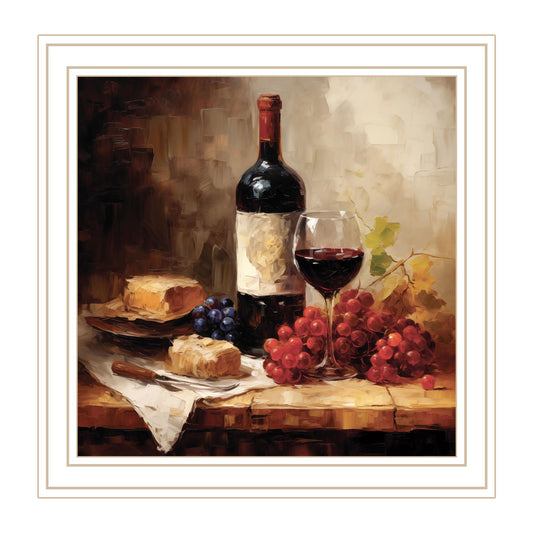 "Wine and Cheese" by Heidi Kuntz, Ready to Hang Framed Print, White Frame