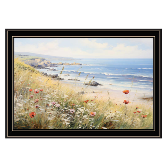 "Poppies by the Sea" by Heidi Kuntz, Ready to Hang Framed Print, Black Frame