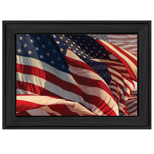 "Waving American Flags" by JGS Studios, Ready to Hang Framed Print, Black Frame