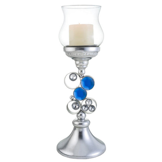 18" Tall Polyresin" Dazzle" Candleholder, Silver finish