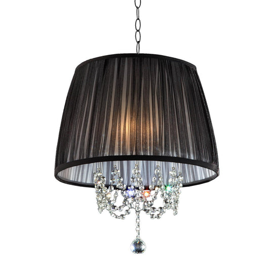 17" Tall Ceiling Lamp "Eclipse", Silver finish and Crystal Accents, Black Shade