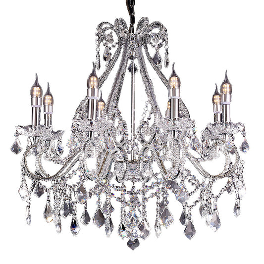 28" Tall Metal Chandelier "Nola" with Crystal Accents