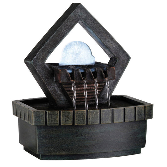 9.5" Tall Indoor Meditation Fountain with LED Light, Well Design
