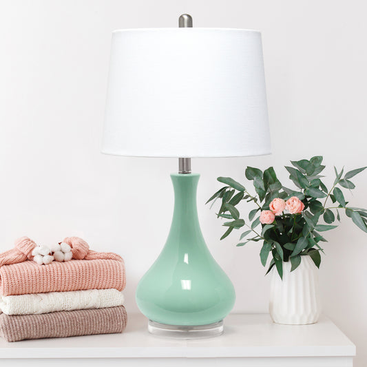 Lalia Home Droplet Table Lamp with Fabric Shade, Aqua