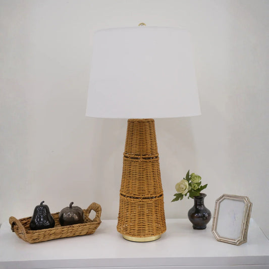 Rattan Table Lamp/Fabric shade with UL standard