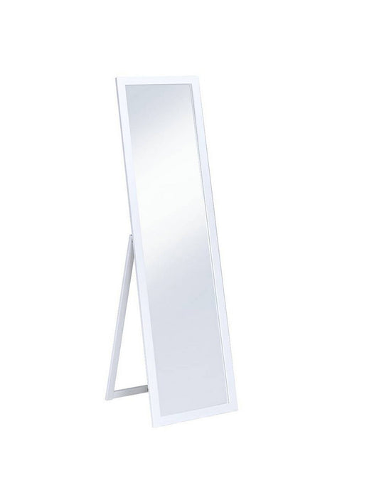 55.25" Tall "Cottage" Standing Rectangular Mirror with Wooden Frame, White