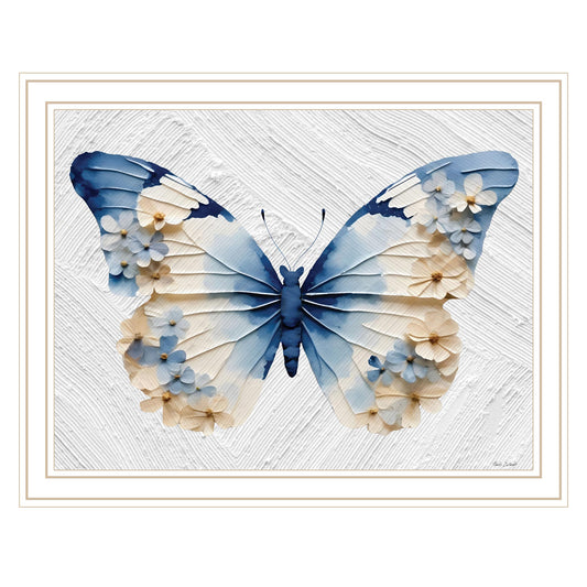 "Flower Flutter I" by Nicole DeCamp, Ready to Hang Framed Print, White Frame