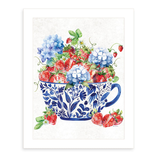 "Strawberry Delight" by Nicole DeCamp , Ready to Hang Framed Print, White Frame