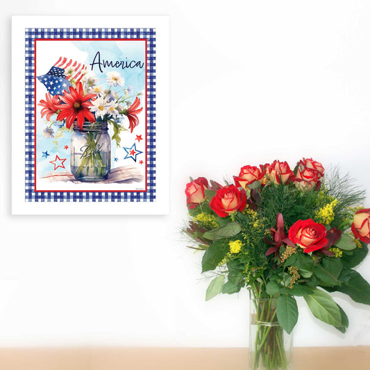 "America Bouquet" by Nicole DeCamp , Ready to Hang Framed Print, White Frame