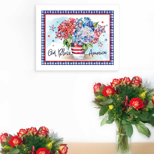 "God Bless America" by Nicole DeCamp , Ready to Hang Framed Print, White Frame