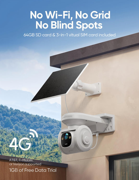 SolarGuard 4G AI Pan & Tilt Solar Security Camera with Night Vision & AI Detection