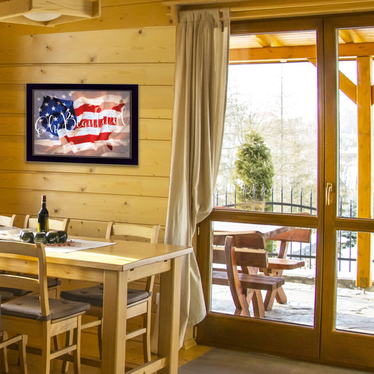 Oh Beautiful America Framed Wall Art for Living Room, Home Wall Decor By Lauren Rader, Black Frame