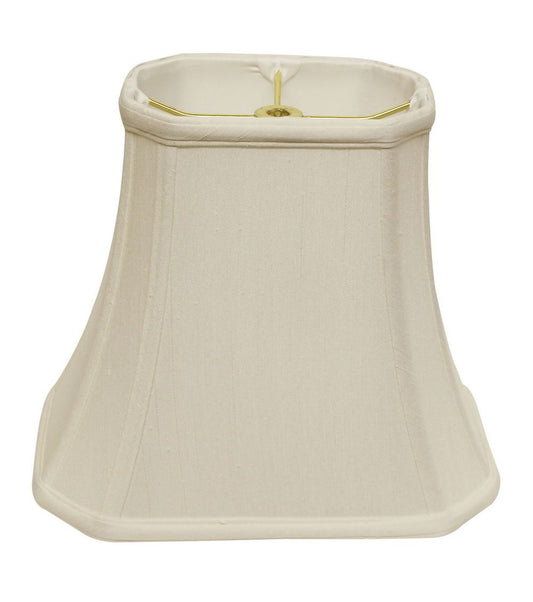 Cloth & Wire Cut Corner Rectangle Bell Softback Lampshade with Washer Fitter, White Natural Fabric Lampshade for Table Lamps, 9" Top x 16" Bottom x 12" Height