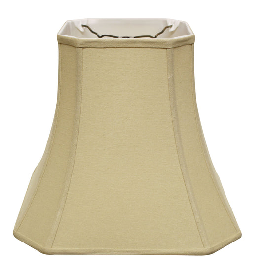 Cloth & Wire Cut Corner Square Bell Softback Lampshade with Washer Fitter, Tan Color Fabric Lampshade for Table Lamps, Natural Linen, 9" Top x 16" Bottom x 13" Height