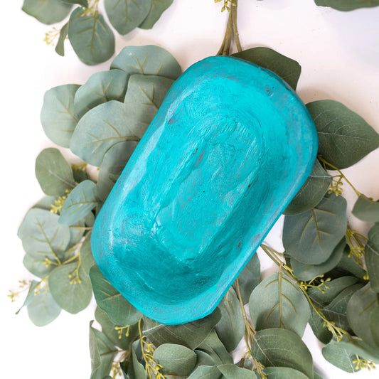 Petite Wood Bowl (9-10") Handmade in Mexico, Turquoise