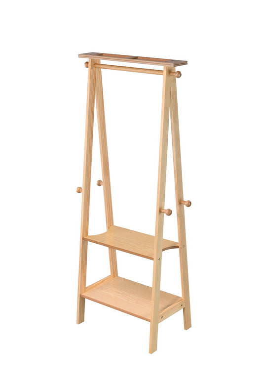 59" Tall Standing Garment / Coat Rack, Natural finish