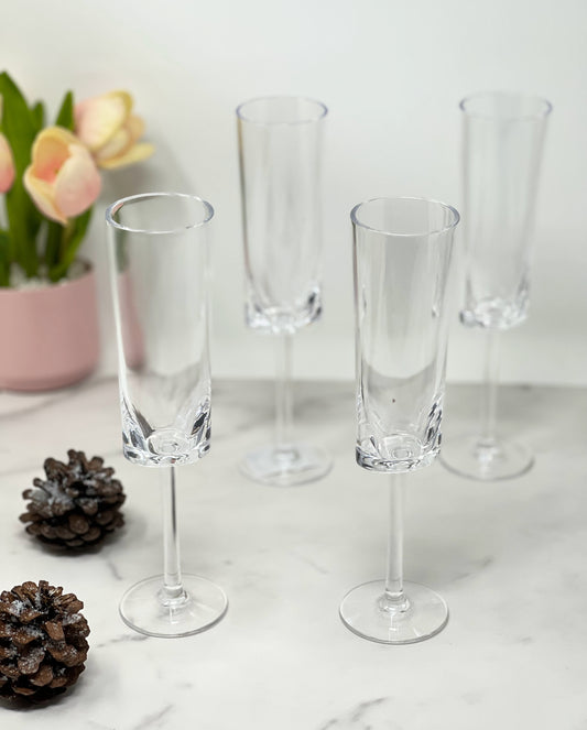 Oval Halo Tritan Champagne Flutes Set of 4, 4oz, Clear