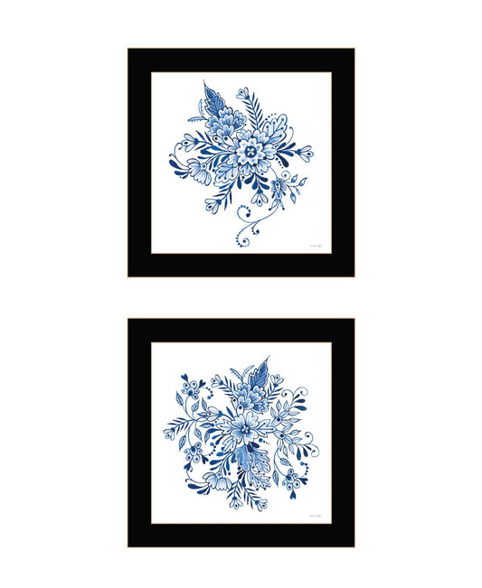 Trendy Decor 4U ÒDelph Designs of Blue and White FloralsÓ Framed Wall Art for Living Room, Wall Art Print for Home Decor, Bedroom Wall Art by Cindy Jacobs