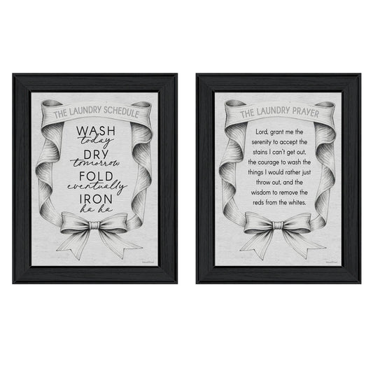 "Laundry & Prayers" 2-Piece Vignette by Lettered & Lined Ready to Hang Framed Print, Black Frame